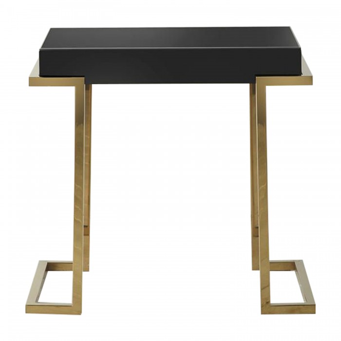 Delray Black Mirrored Side Table 